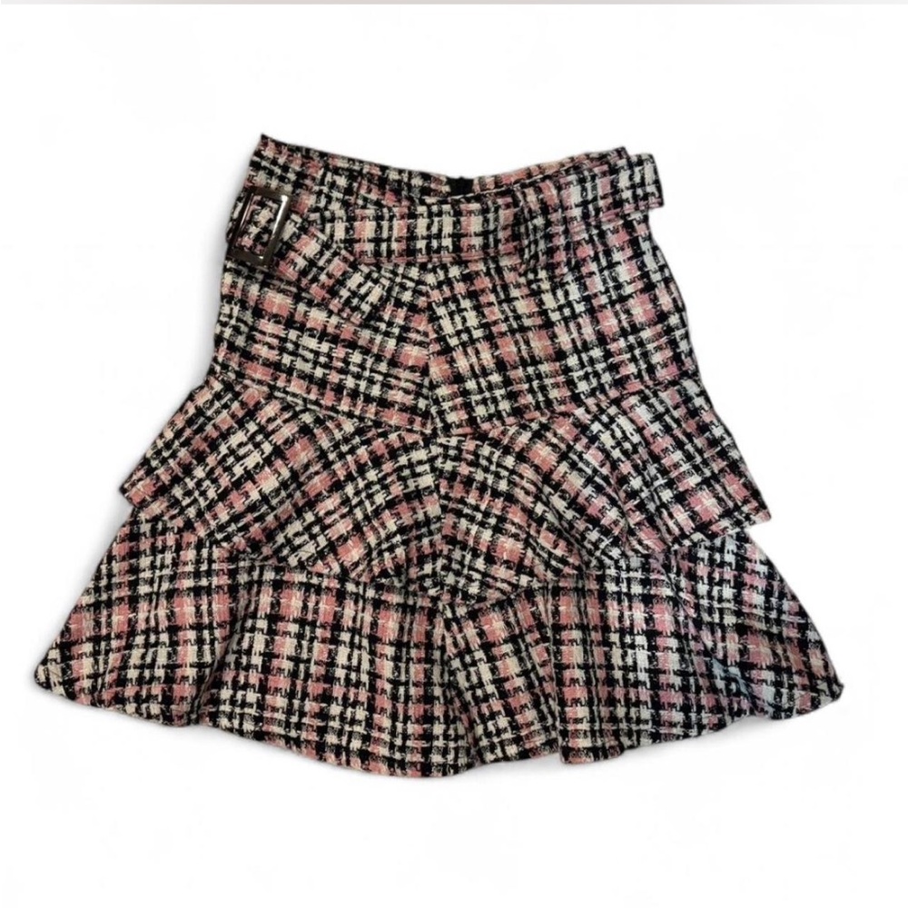 Plaid Ruffle Skirt in Pink and Black
